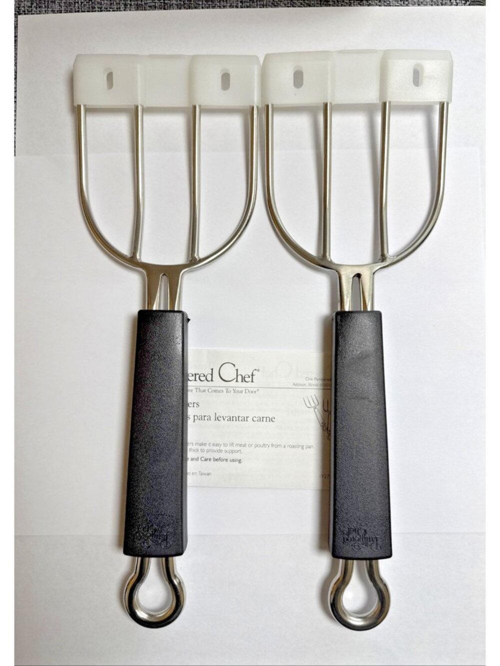 Meat Lifter Forks Pampered Chef Kitchen BBQ Roast Tools 2715 Set of 2 Heavy Duty